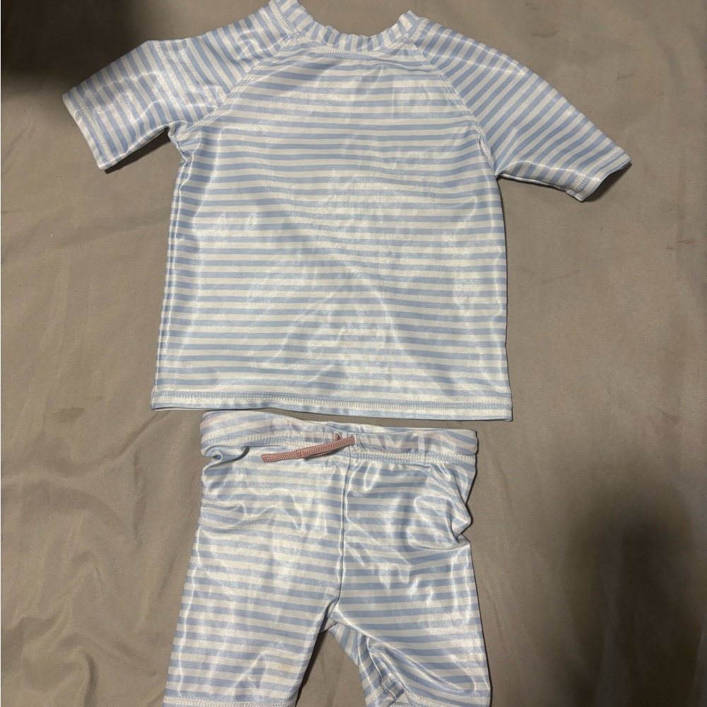 H&M Blue and White Rashguard Swim Set